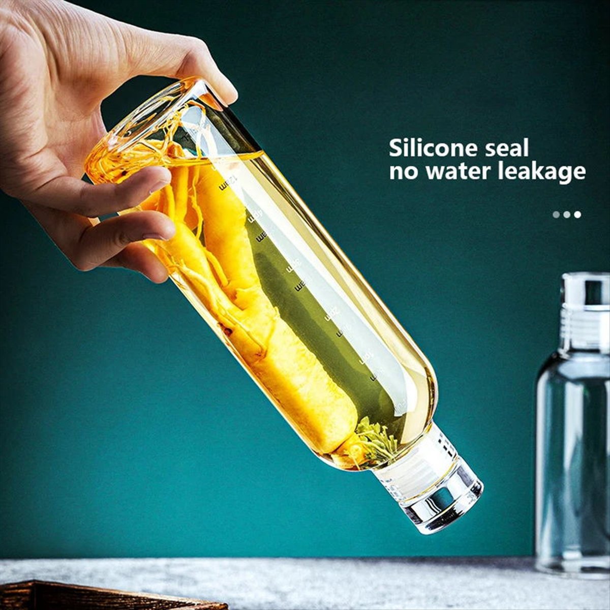 Outdoor Sport Glass Water Bottle - ขวดน้ำแก้วแบบพกพาขนาด 1000 มล. พร้อมสเกลบอกเวลา ขวดน้ำแบบมีฝาปิดสนิทสำหรับชงเครื่องดื่มและใส่น้ำ