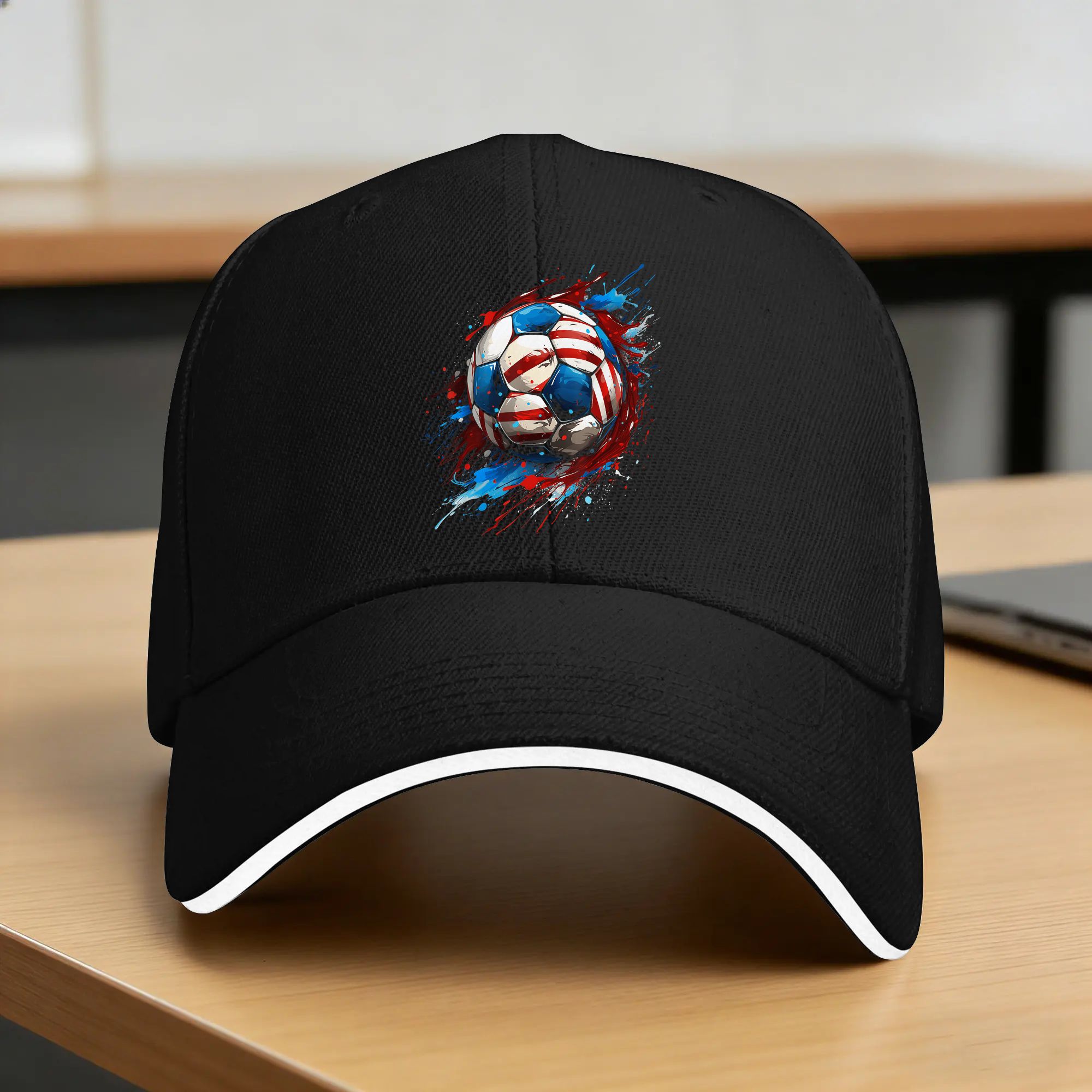 Outdoor Sport Usa - หมวกแก๊ปเบสบอลลายธงชาติสหรัฐอเมริกา สำหรับกีฬาฟุตบอลฤดูร้อน ของขวัญสำหรับคนรักฟุตบอล หมวกแก๊ปทรงทรัคเกอร์แบบสวมใส่ได้ ปรับขนาดได้ สไตล์เรโทร