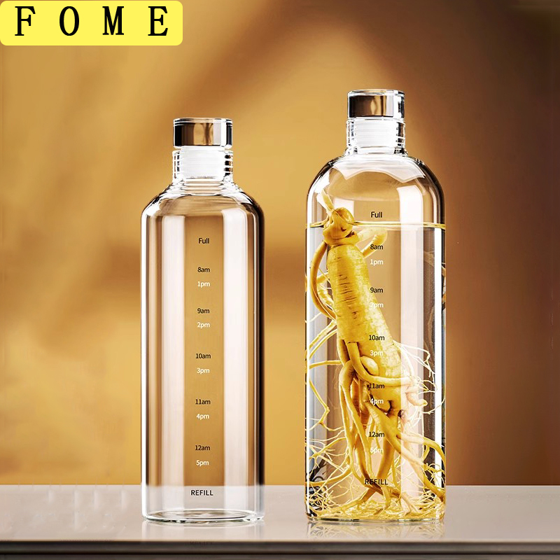 Outdoor Sport Glass Water Bottle - ขวดน้ำแก้ว FOME 500/750/1000 มล. แบบสปอร์ต พร้อมขีดบอกเวลา
