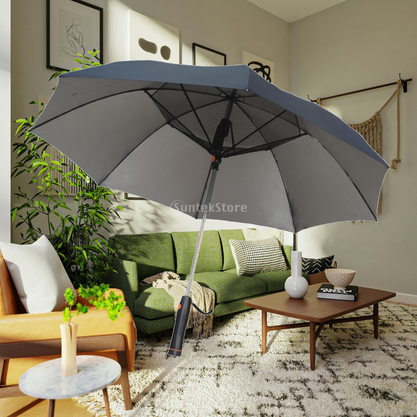 Outdoor Sports Umbrella - ร่มพร้อมพัดลมในตัว ร่มพกพาขนาดกะทัดรัด ป้องกันแสงแดด พร้อมพัดลมเย็น ร่มแบบด้ามจับสำหรับกีฬา เดินป่า