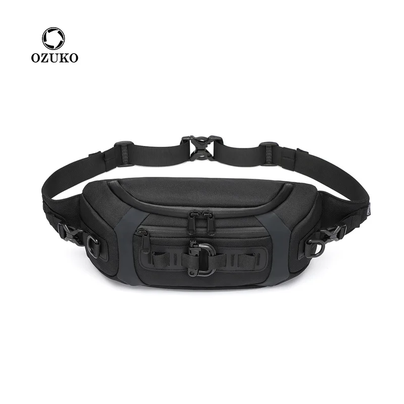 Outdoor Sport Brand - OZUKO กระเป๋าคาดเอวกระเป๋าคาดเอวแบบยุทธวิธีกระเป๋าคาดหน้าอกกีฬากันน้ำมัลติฟังก์ชั่นการเดินทางยุทธวิธีไทด์แบรนด์กระเป๋าคาดหน้าอกขนาดเล็ก