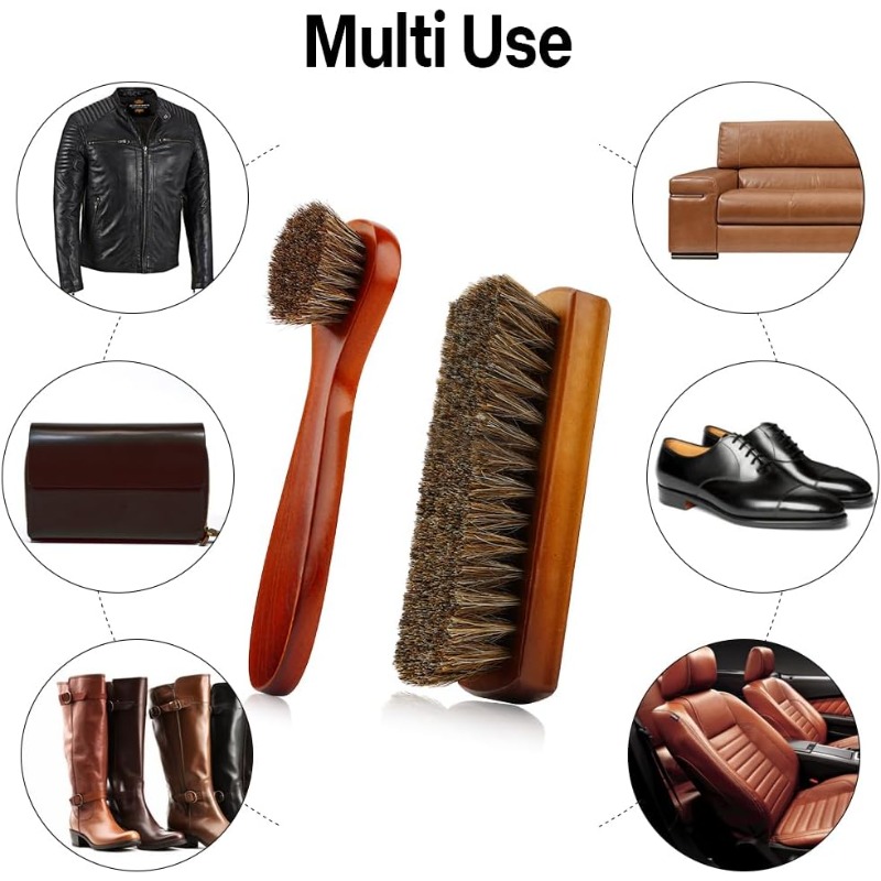 Brushing Boot Horse - ใหม่! ชุดแปรงทำความสะอาดรองเท้าและรองเท้าบูท 2 ชิ้น สำหรับขัดเคลือบเงา ขนแปรงทำจากขนม้า