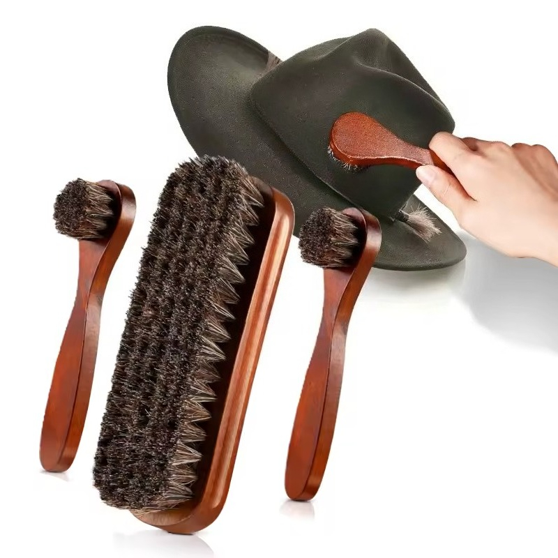 Brushing Boot Horse - ชุดแปรงทำความสะอาดรองเท้าขนแปรงม้า สำหรับขัดรองเท้าหนัง รองเท้าหนังกลับ รถยนต์ 3 ชิ้น