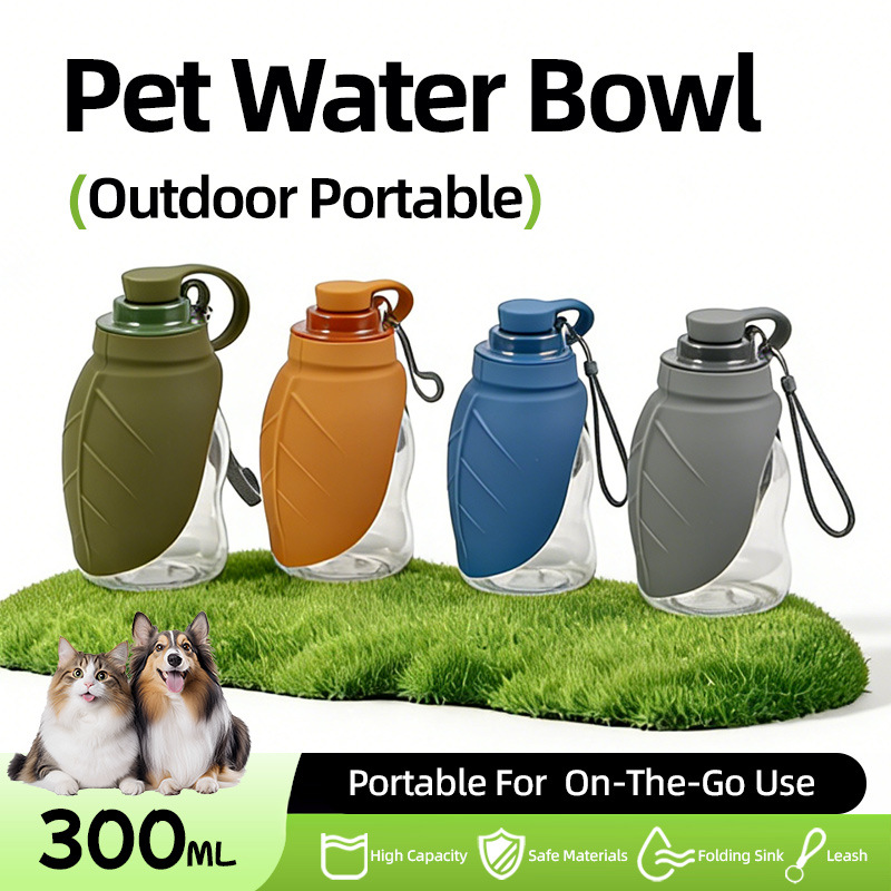 Outdoor Sport Glass Water Bottle - ขวดน้ำพกพาสำหรับสัตว์เลี้ยงแบบพกพา ชามน้ำซิลิโคนสำหรับสุนัขและแมว สำหรับให้น้ำสัตว์เลี้ยงกลางแจ้ง