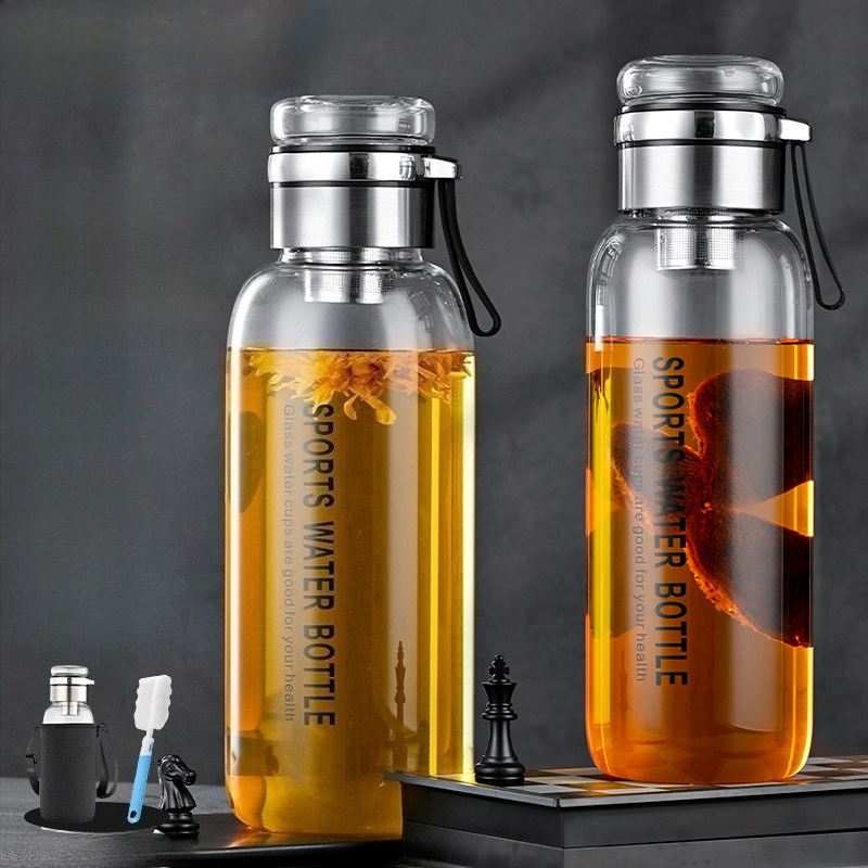 ขวดน้ำแก้วขนาด 1.0/1.2 ลิตร พร - Outdoor Sport Glass Water Bottle บทวิจารณ์และราคา