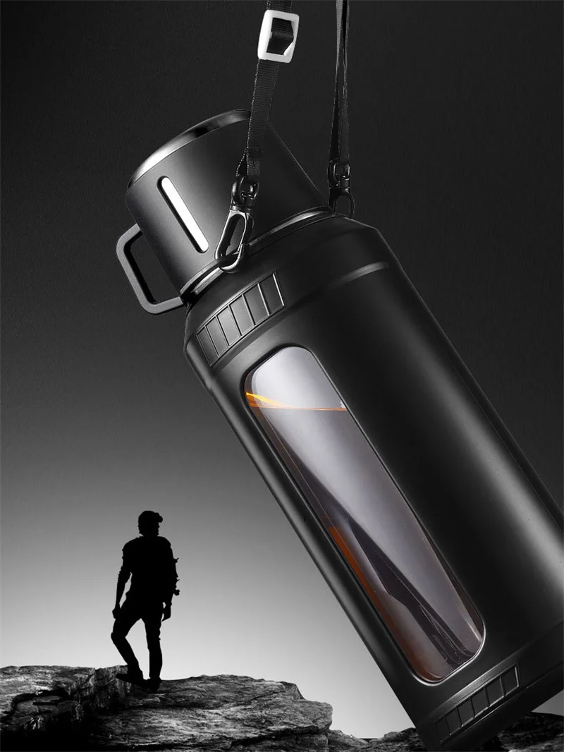 ขวดน้ำแก้วขนาดใหญ่ 2 ลิตร พร้อ - Outdoor Sport Glass Water Bottle บทวิจารณ์และราคา